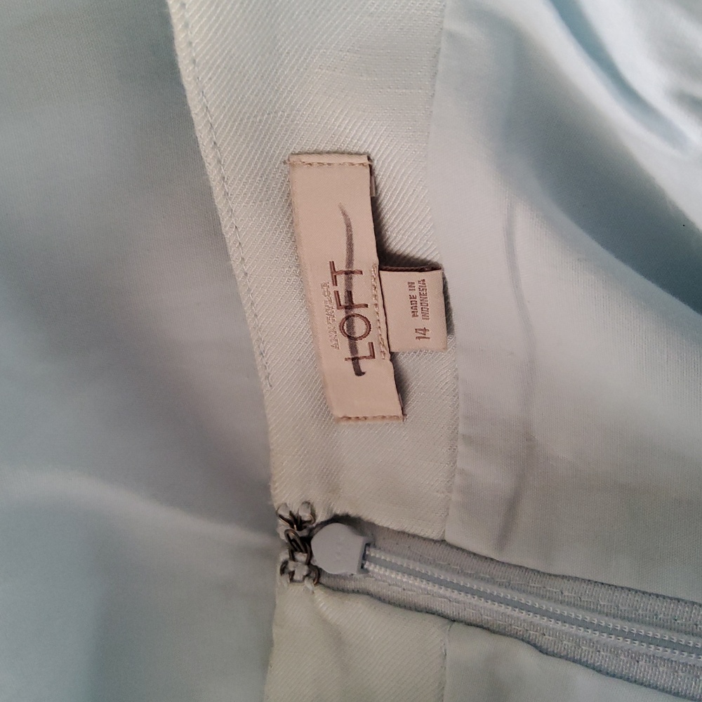 Ann Taylor Loft Linen Flare A-Line Mini Skirt Size 14 Blue New - Picture 10 of 10